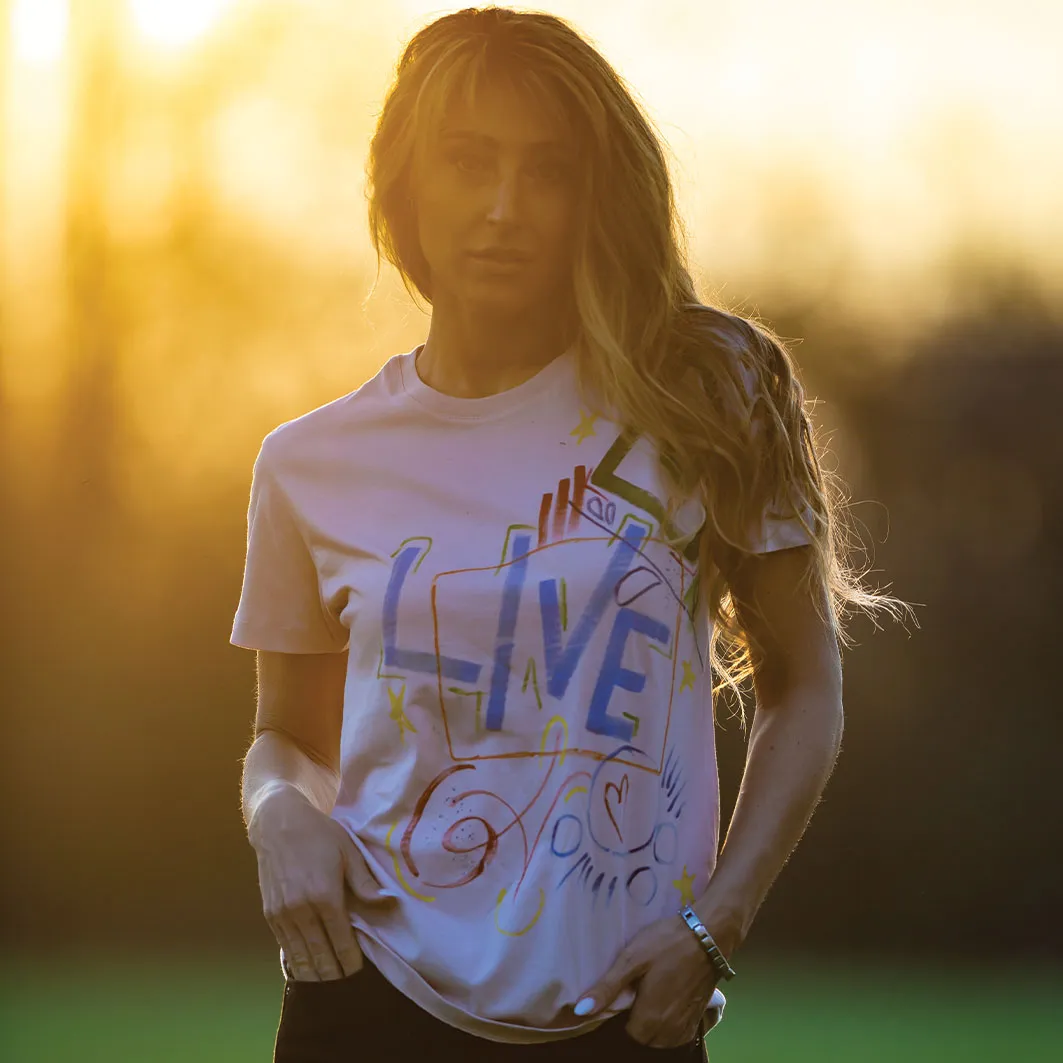 B.WANT.B Black Label  ---------    ------------ T-shirt Live Rosa Dipinta a mano
