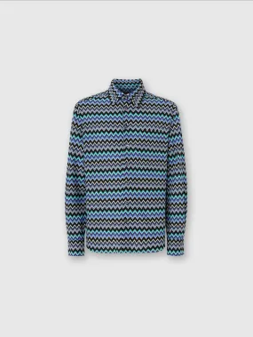Camicia in cotone zig zag con taschino