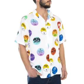 CARHARTT WIP S/S Record Shirt Record Print, White - Camicia Maniche Corte Uomo Bianca    