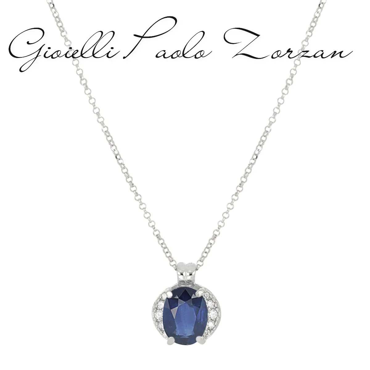 Collana Artlinea in oro bianco 18kt con diamanti e zaffiro CD685/ZB-LB