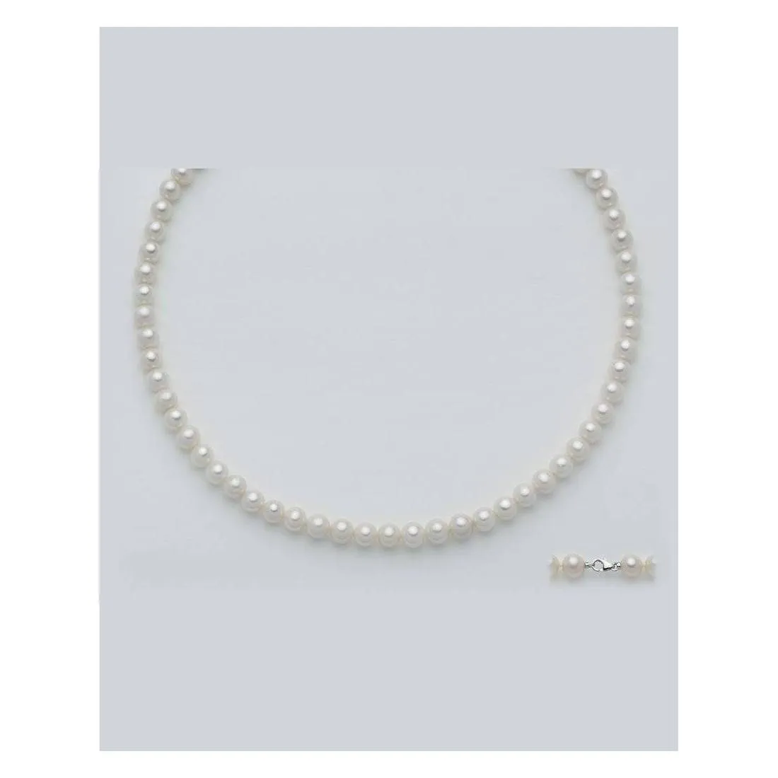 COLLANA DI PERLE MILUNA 7,5-8 Con Chiusura In ORO BIANCO 18 KT PCL4201V