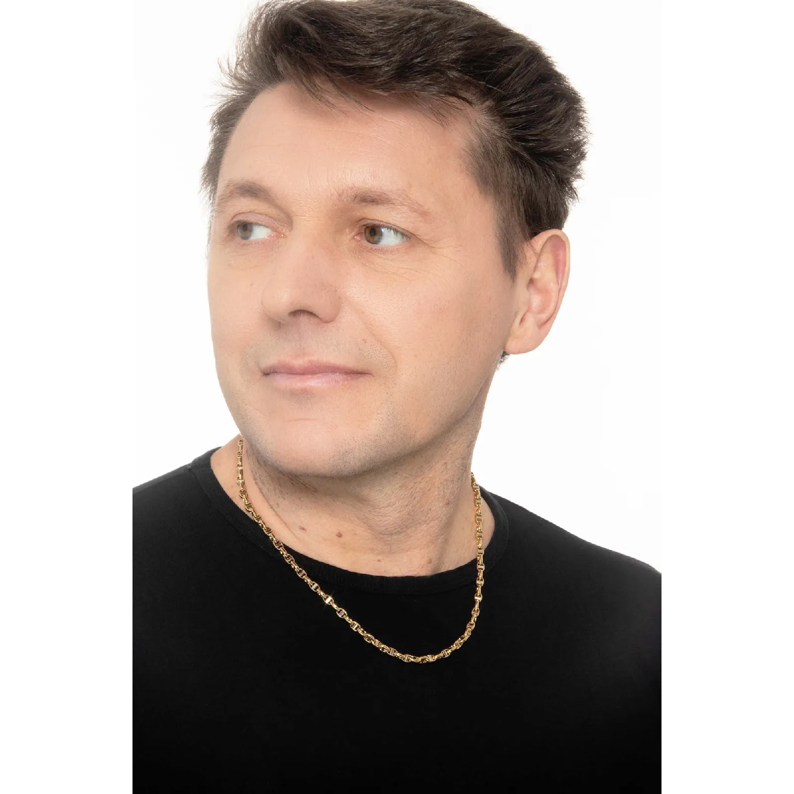 Collana Uomo in oro giallo e bianco 18k, cm 50.