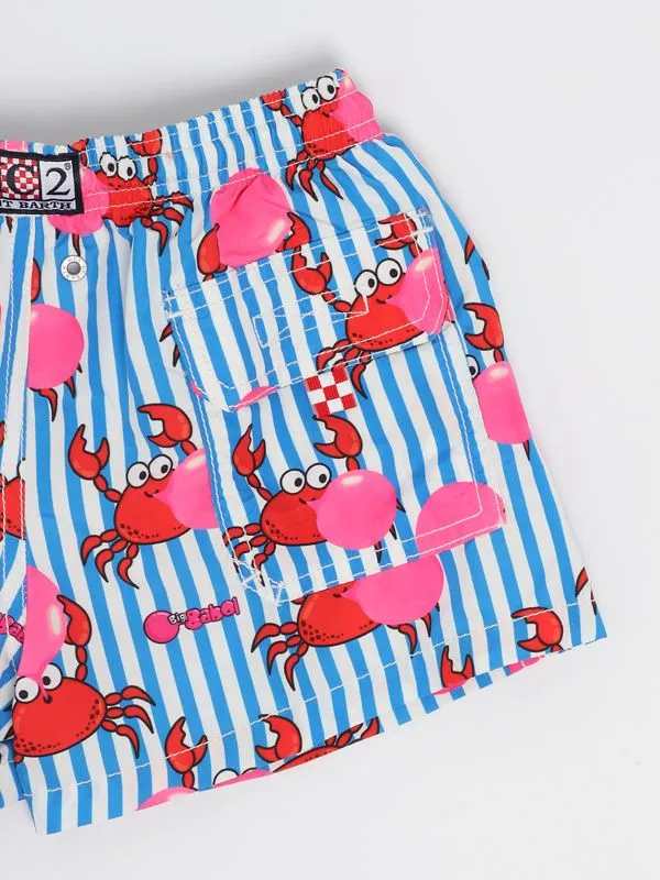 Costume bambino MC2 Saint Barth con stampa righe Azzurro-Bianco