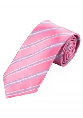 Cravatta da uomo con design a righe moderne Rosa Azzurro Perla Bianco