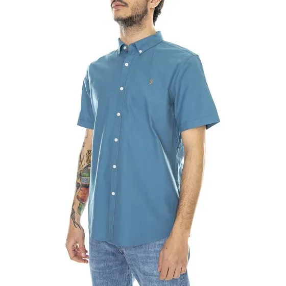 Farah Brewer - Camicia Maniche Corte Uomo Blu / Saxe    