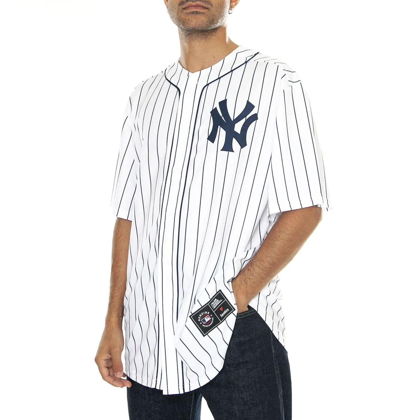 GENUINE New York Yenkees MLB Core Foundation Top White / Navy - Camicia Maniche Corte Uomo Bianca / Blu    