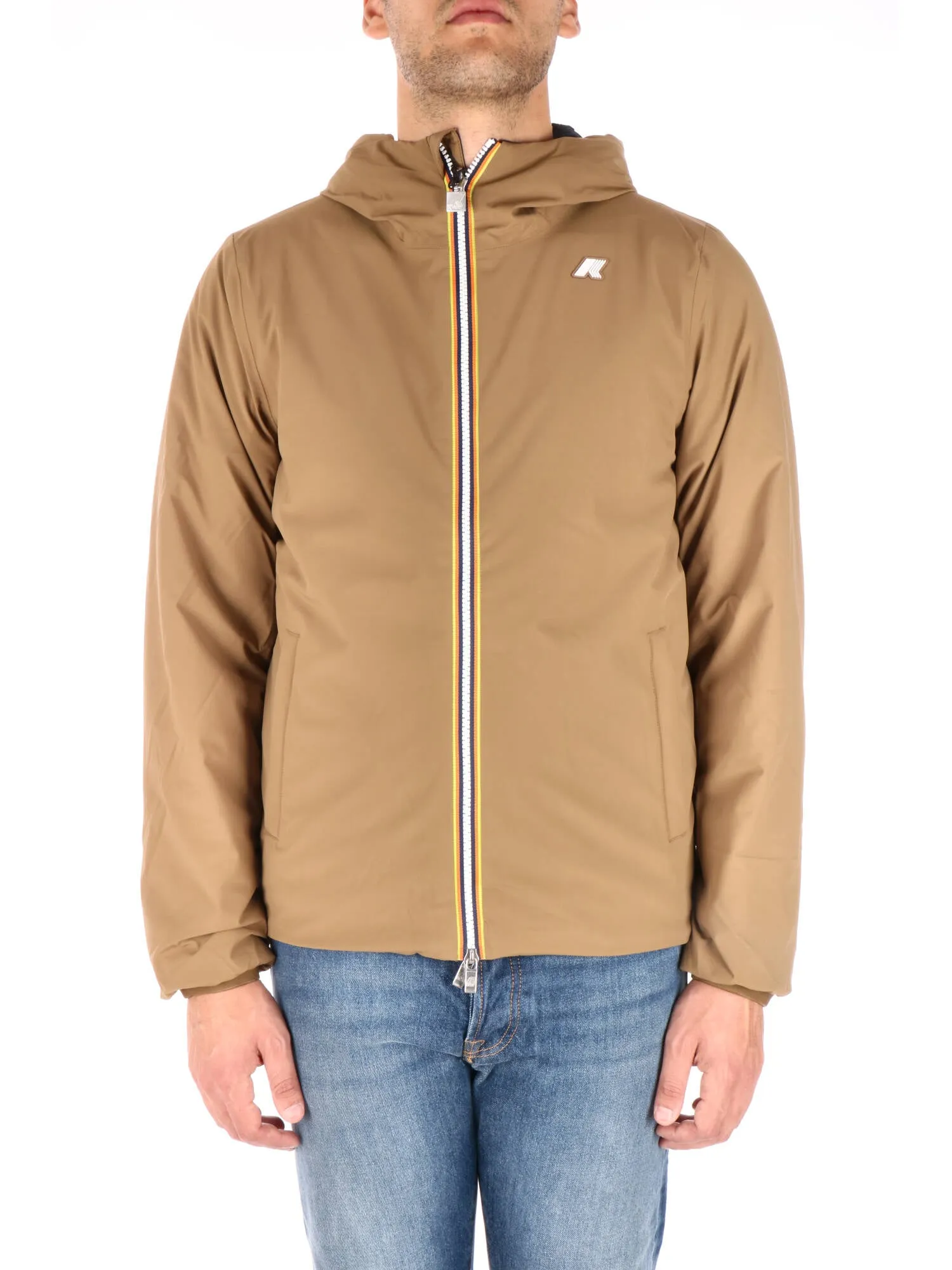 K-way uomo giubbotto beige reversibile nel blu