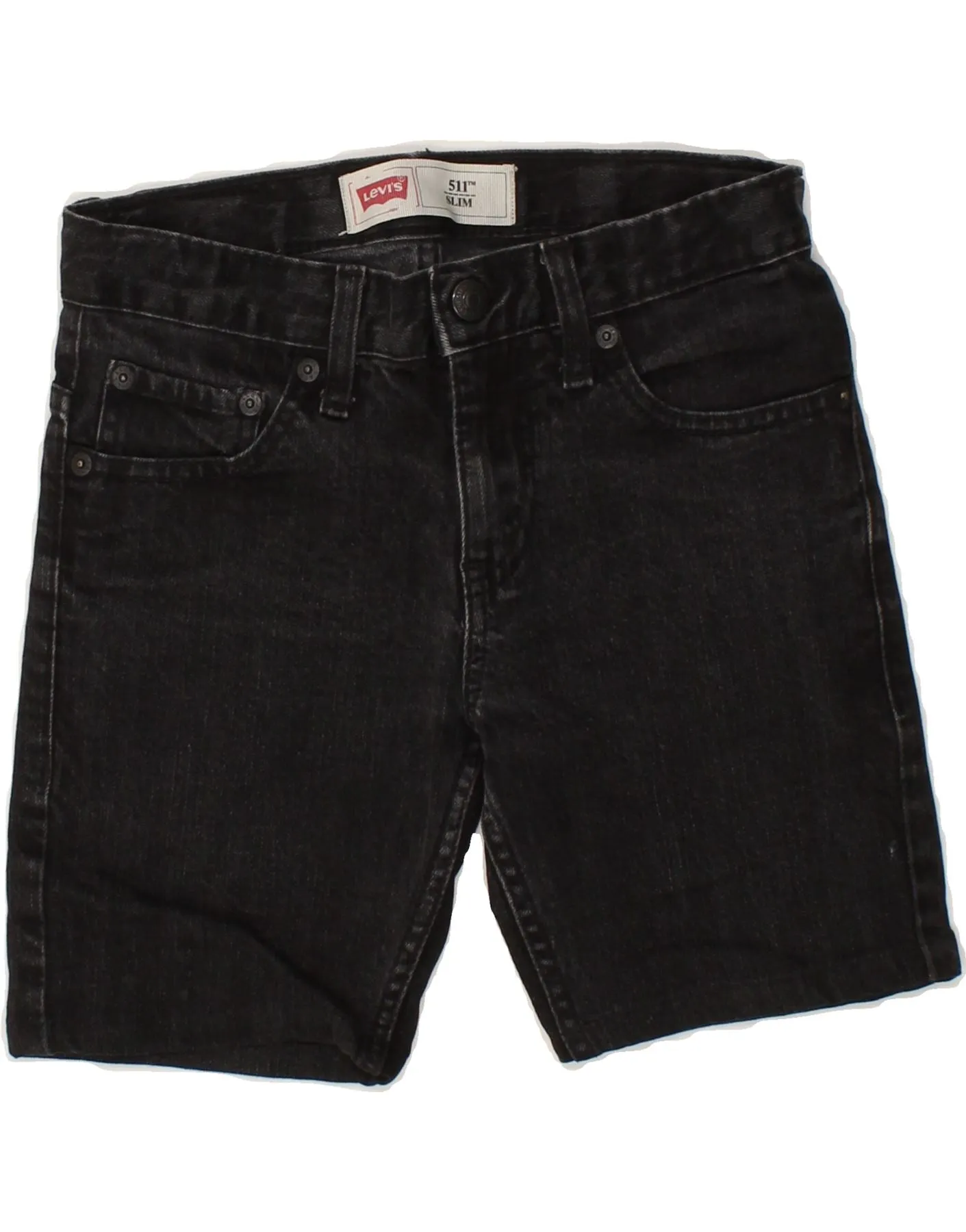 LEVI'S Boys 511 Slim Denim Shorts 9-10 Years W25  Black Cotton