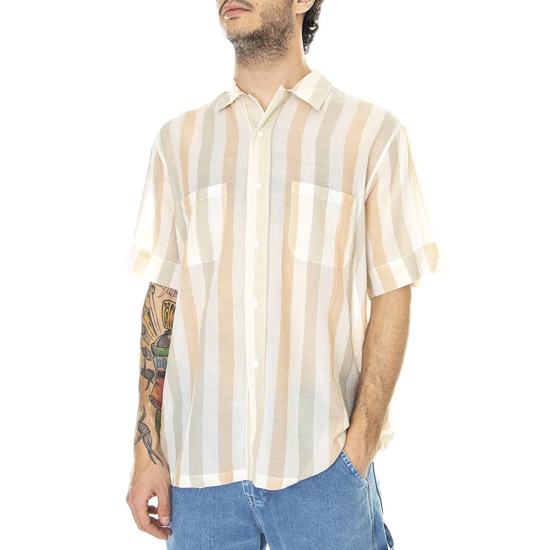 Levis LMC Camp - Camicia Maniche Corte Uomo Multicolore / Cedar Stripe    