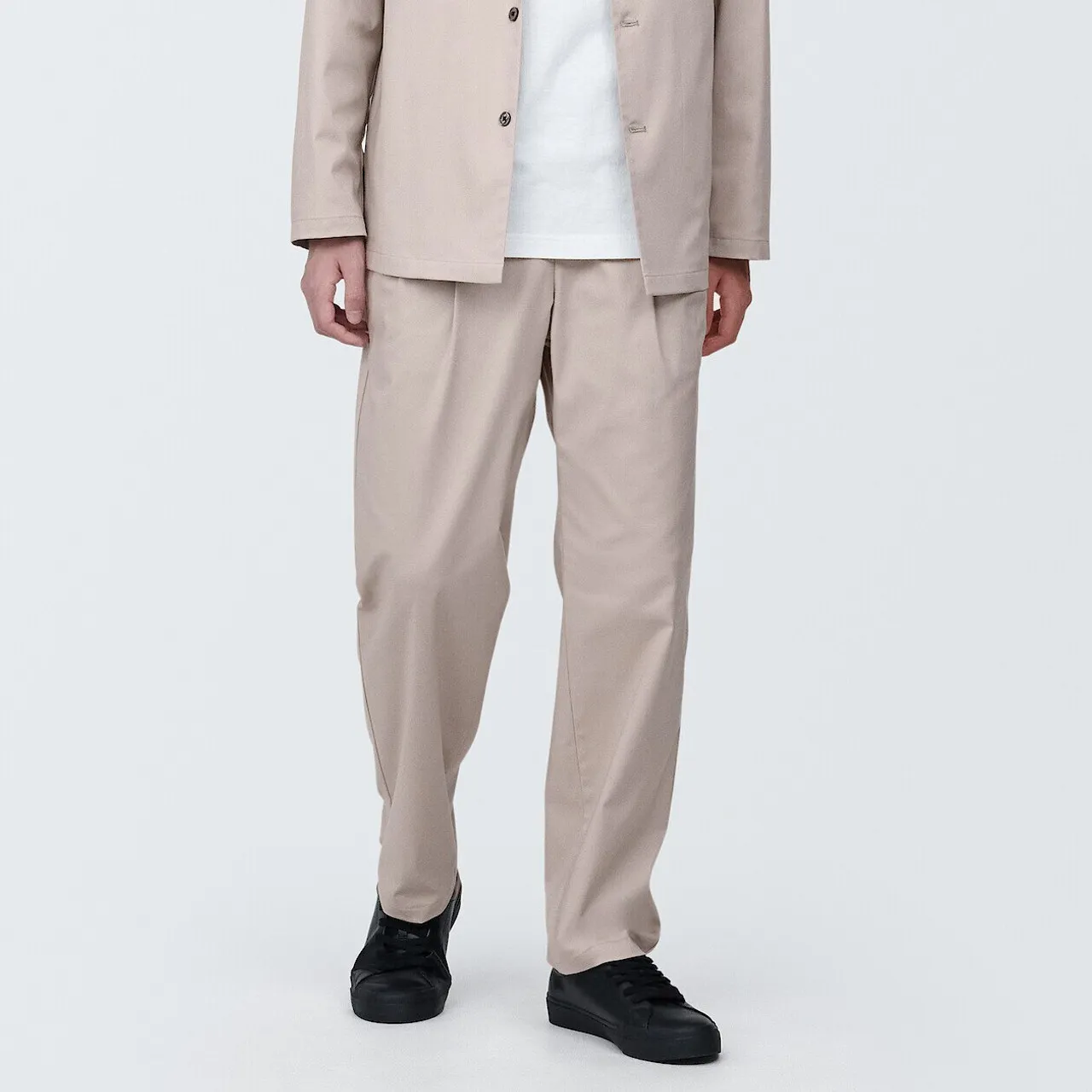 Men's Easy Fit Pleat Wide Leg Trousers