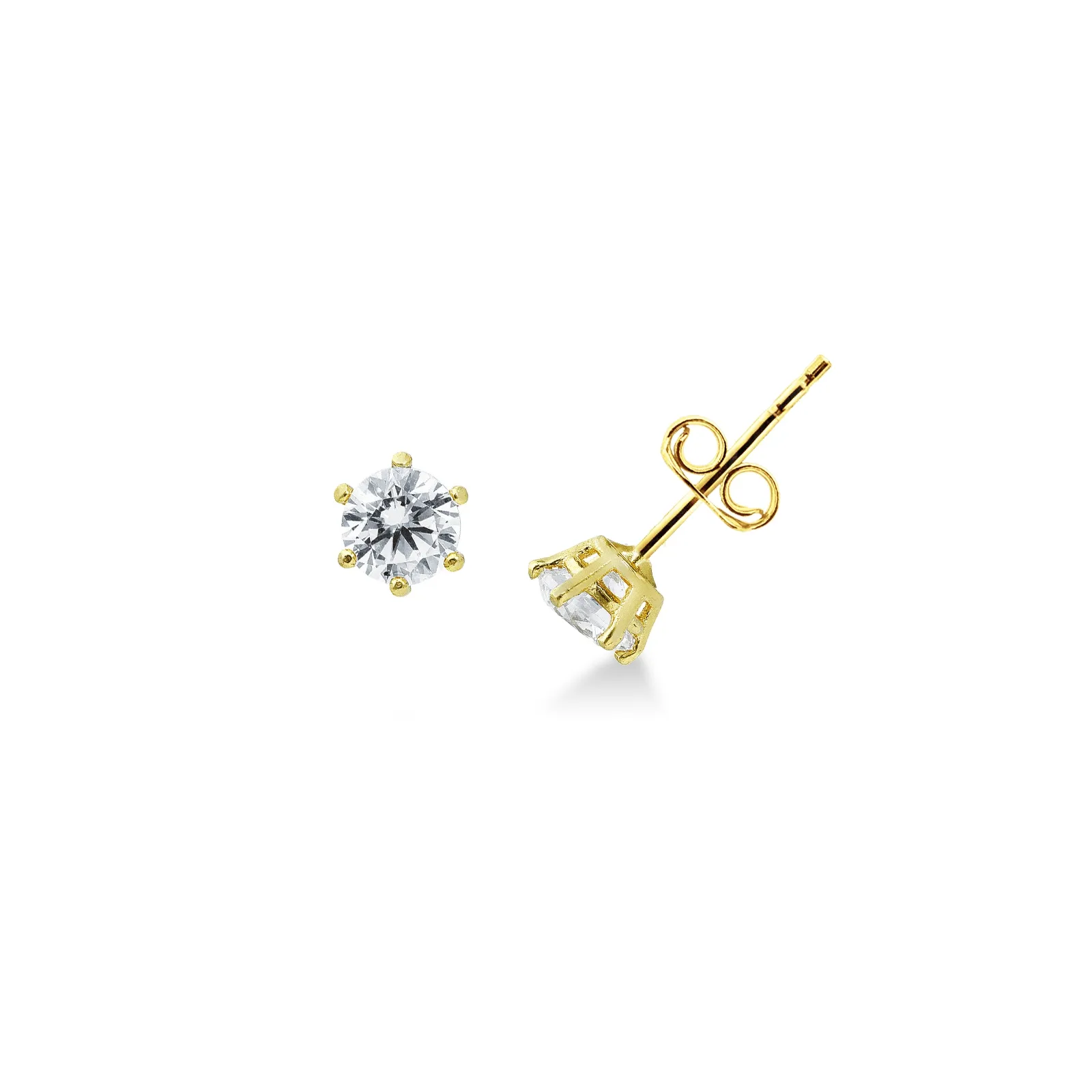 Orecchini punto luce a griffe in oro giallo 18k con Zirconi.