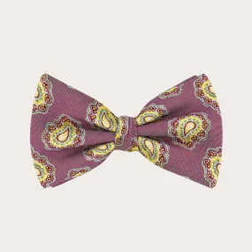 Originale papillon in seta con fantasia paisley, rosso ciliegia