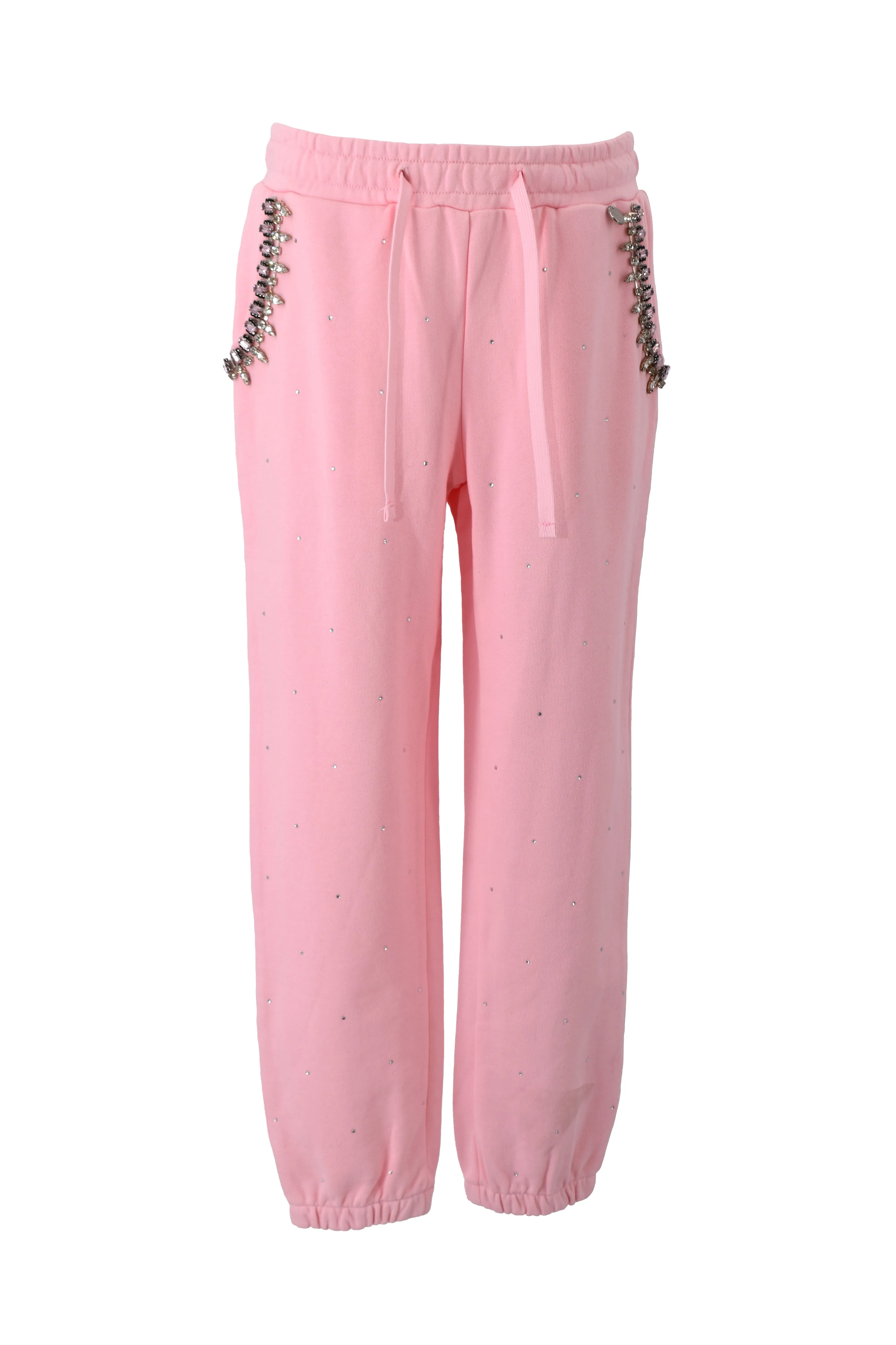 Panta SIMONA con arriccio fondo più coulisse più ts.con appl.pietre strass felpa