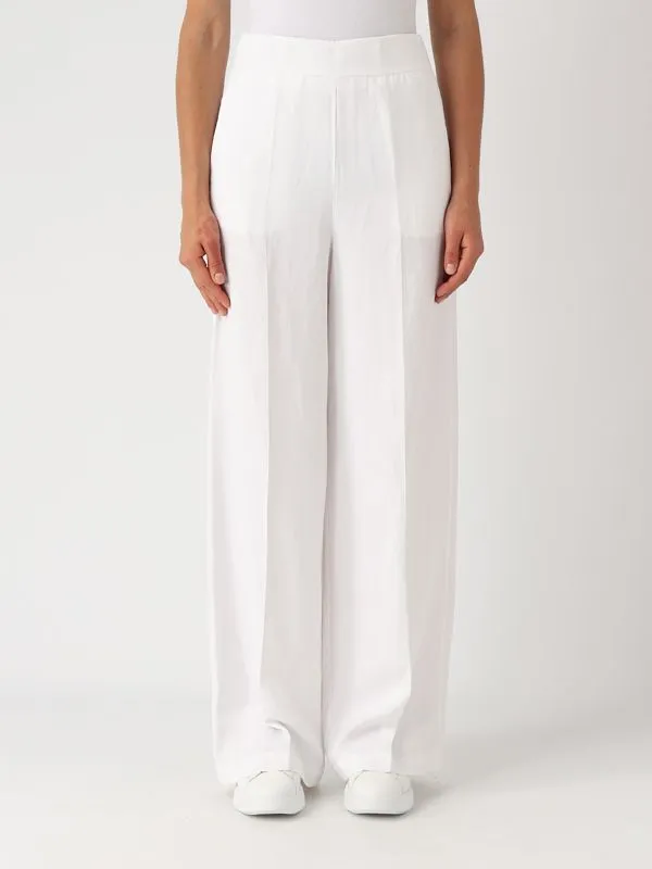 Pantalone donna Alessia Santi in misto lino con piega stirata Bianco