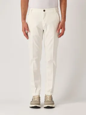 Pantalone uomo PT Torino Indie in cotone stretch con piega stirata Bianco