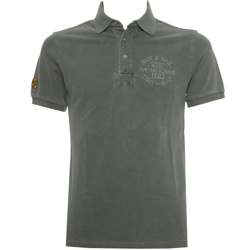 Polo grigia con maxi logo ricamato 