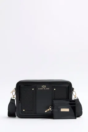 River Island - Borsa squadrata a tracolla con monogramma