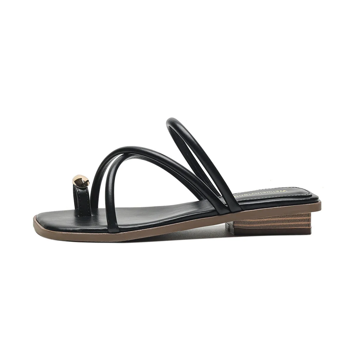 Sandali con diapositive a blocco basso con cinturino alla moda da donna