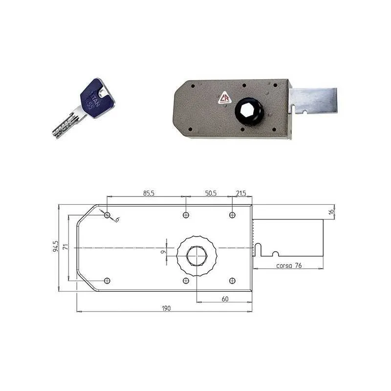 SERRATURA CR APPLICARE CILINDRO TONDO K55 Versione DESTRA