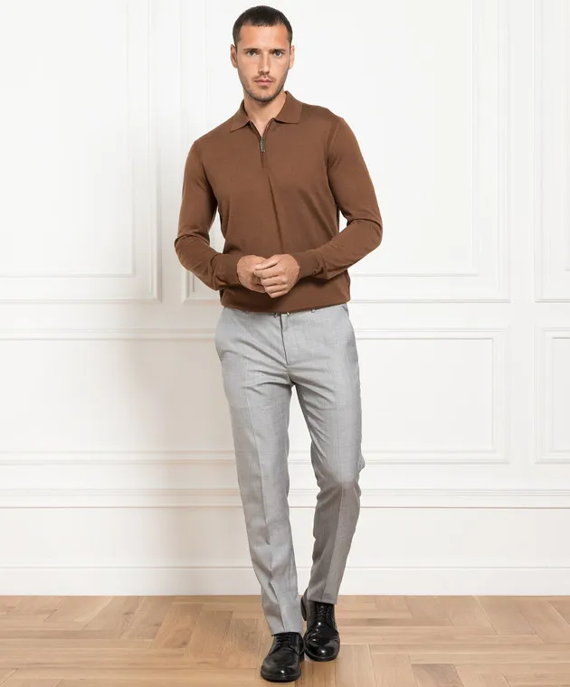 Stefano Ricci Polo marrone in cashmere e seta K606125P30F23302