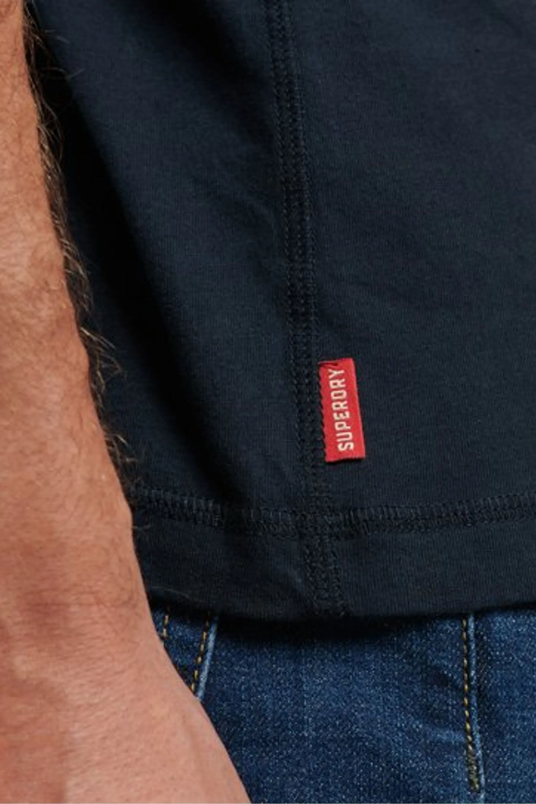 Superdry - Henley - Top in cotone con logo vintage ricamato