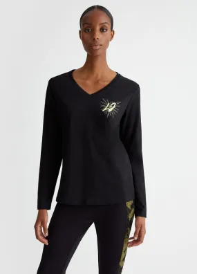 t-shirt con cuore e strass liu jo a.i.24.25.art. tf4207