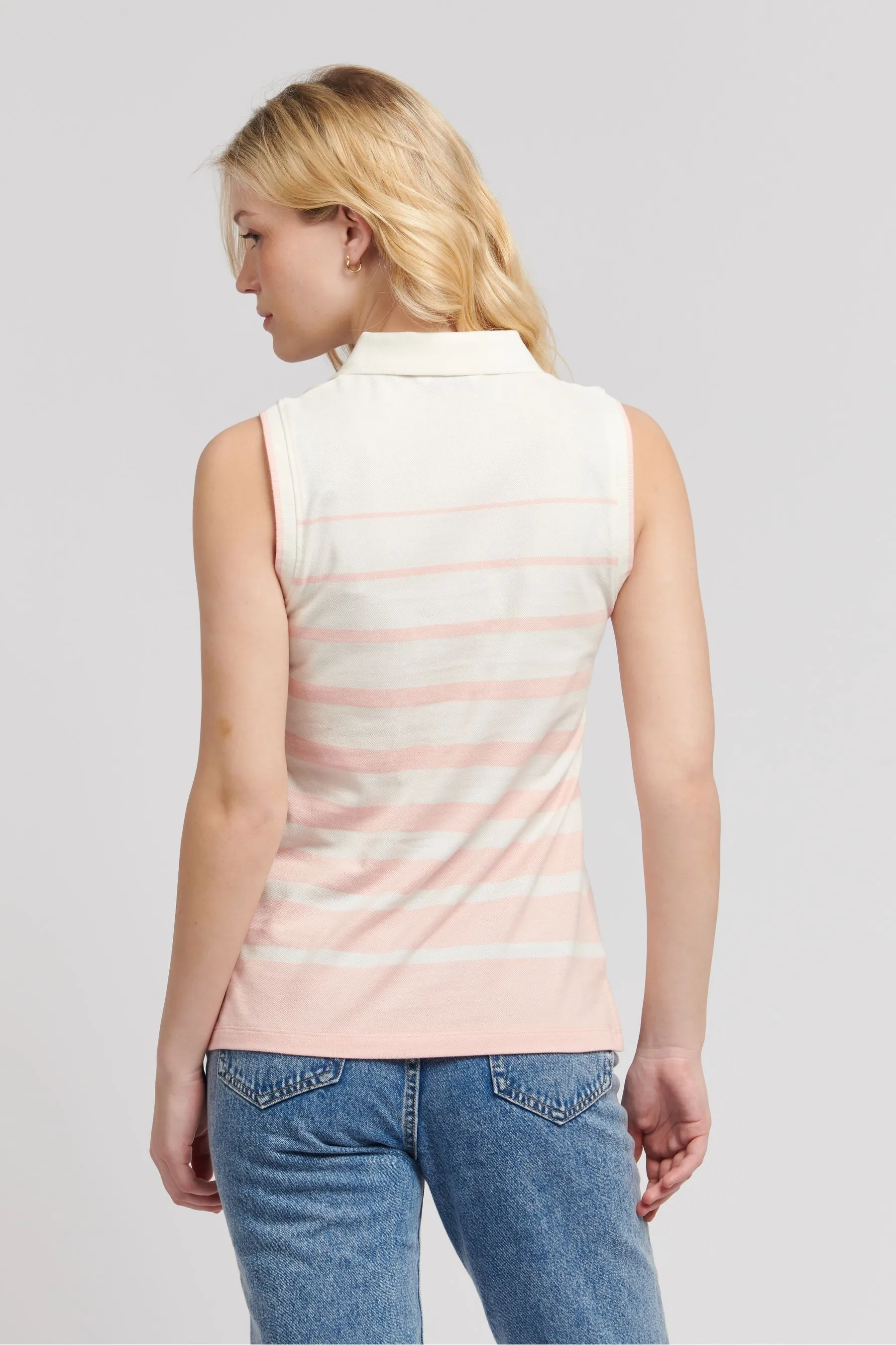 U.S. Polo Assn. Stripe Womens Sleeveless Polo Shirt    